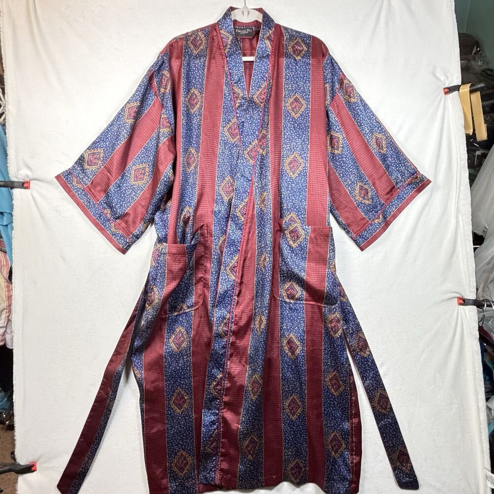 Vintage Christian Dior Monsieur Robe Set Mens One Size Satin Lounge Robe Boxers